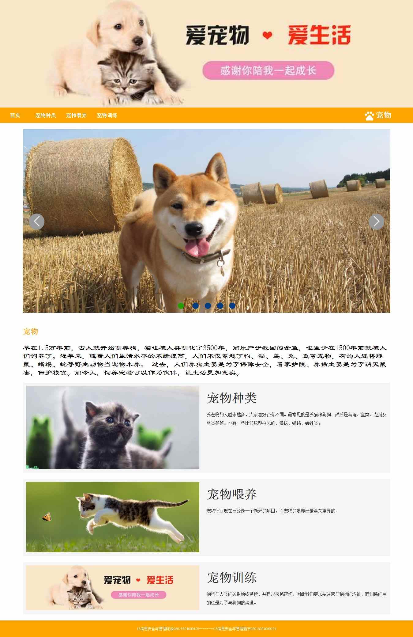 编号：1295 宠物之家 4页 图片轮播 CSS布局 30元