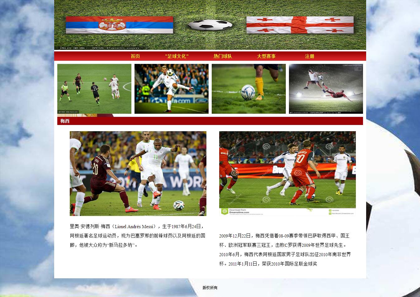 编号：S011 足球 5页  注册表单 css布局 10元