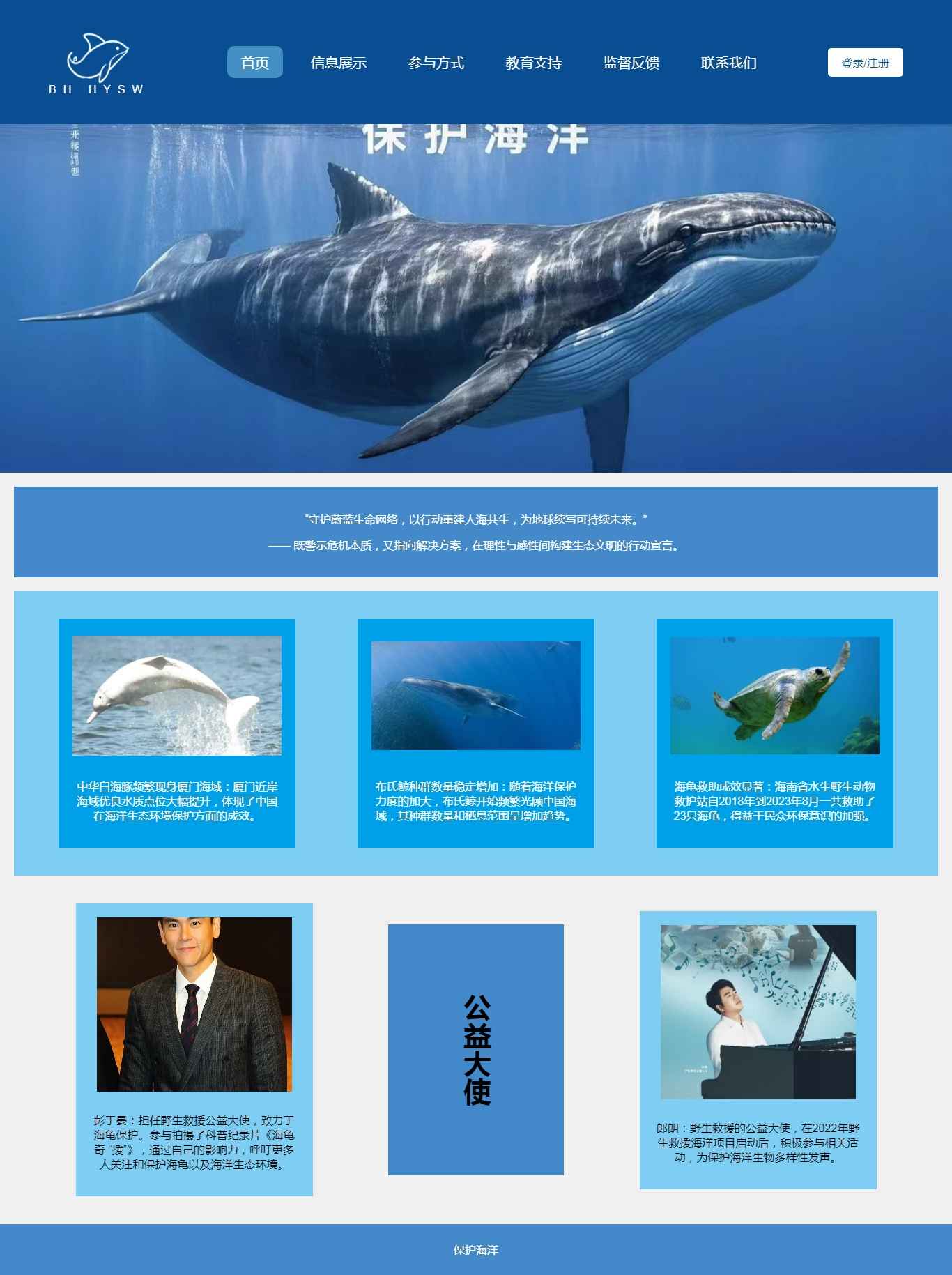 编号：2902 保护海洋 5页 鼠标经过特效 下拉菜单 html5自适应 30元  css布局