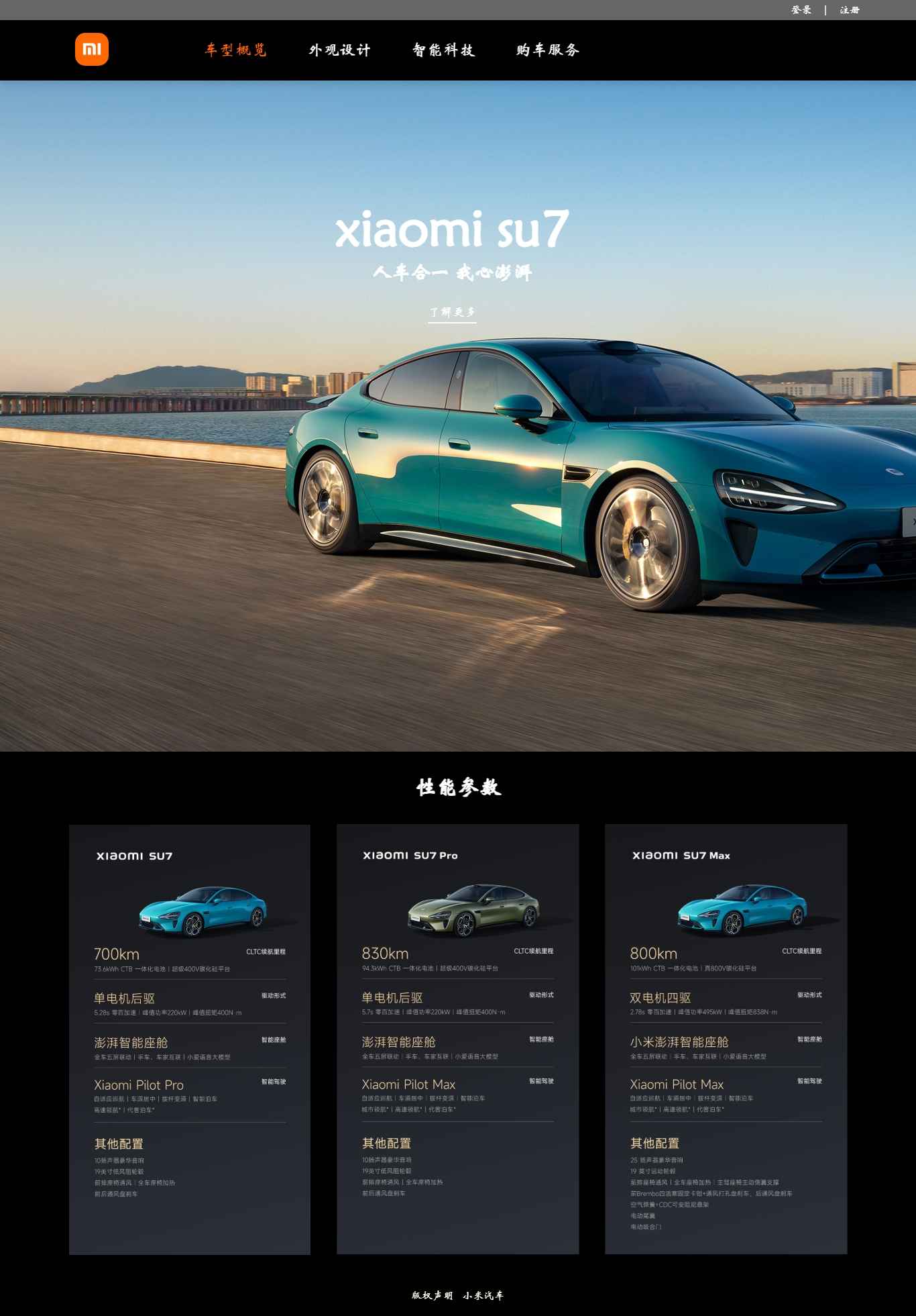 编号：2904 小米汽车 7页 图片切换 鼠标经过特效 登录 注册 30元  css布局