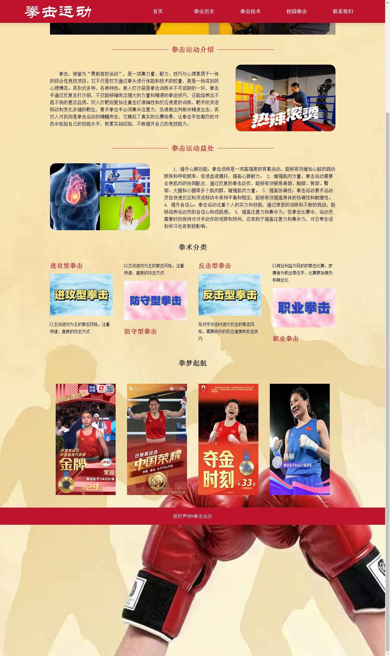 编号：2901 拳击运动 7页 视频 留言表单 鼠标经过特效 下拉菜单 30元  css布局