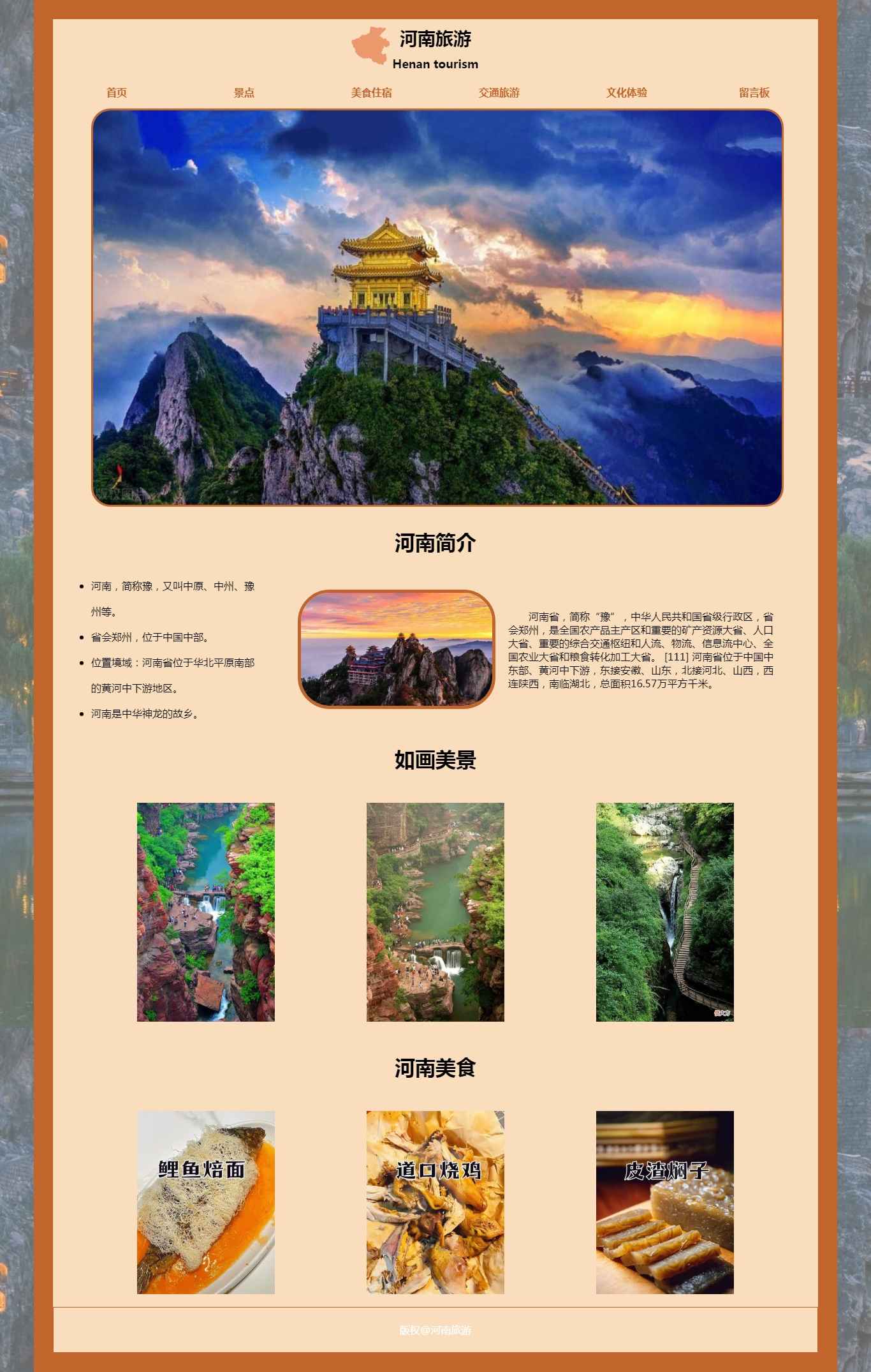 编号：2953 河南旅游 5页  注册 留言表单 30元 css布局